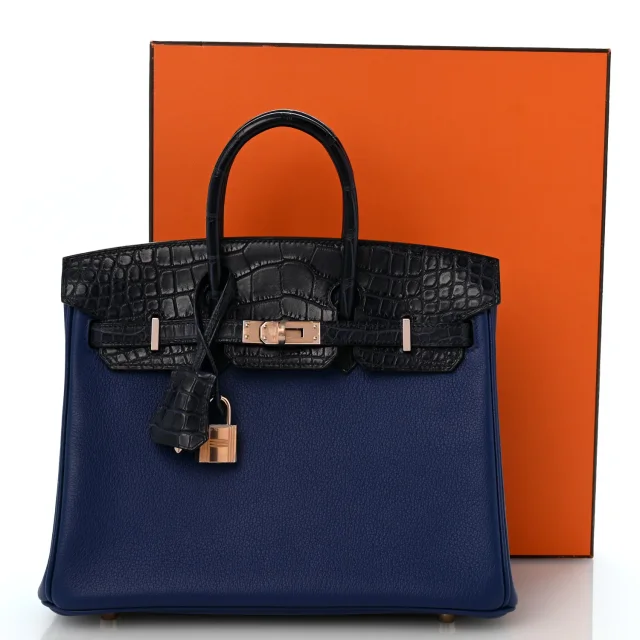 Hermès Taurillon Novillo Matte Alligator Birkin Touch 25 Bleu Saphir Marine in Navy Crocodile from FASHIONPHILE, photo 12 of 12