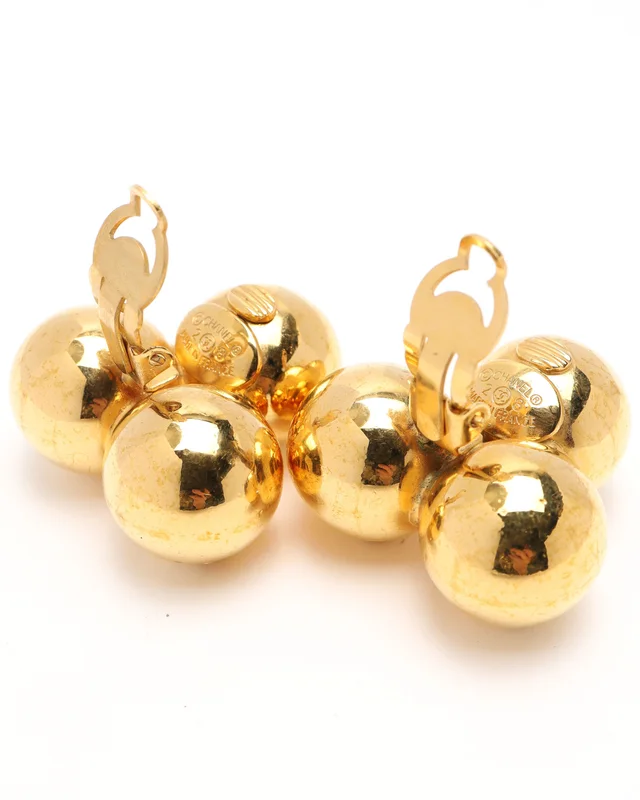 Chanel Coco Mark Bubble Clip-On Earrings in Silk from A Retro Tale, photo 3 of 3