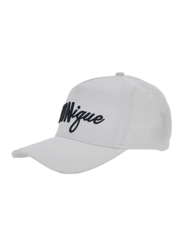 White Baseball Cap with Front Embroidery in Cotton for Men in White, image 1 of 1 from Gaudenzi Boutique