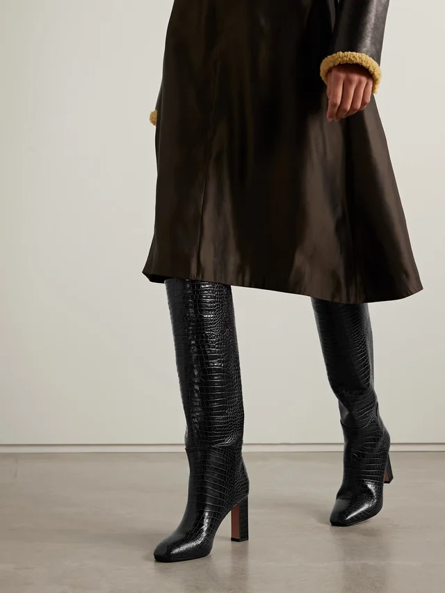 AQUAZZURA Sellier 85 croc-effect leather knee boots in Black, photo 2 of 2 from NET-A-PORTER (Canada)