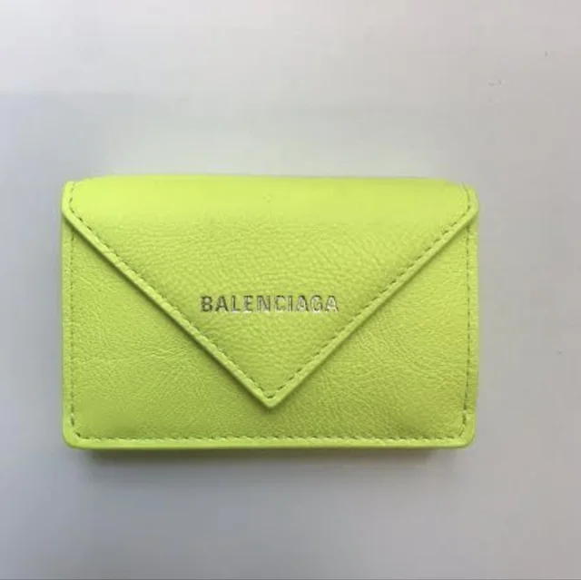 Balenciaga Yellowish Green Papier Leather Compact Wallet(Price Is Firm) in green|yellow Leather from Poshmark