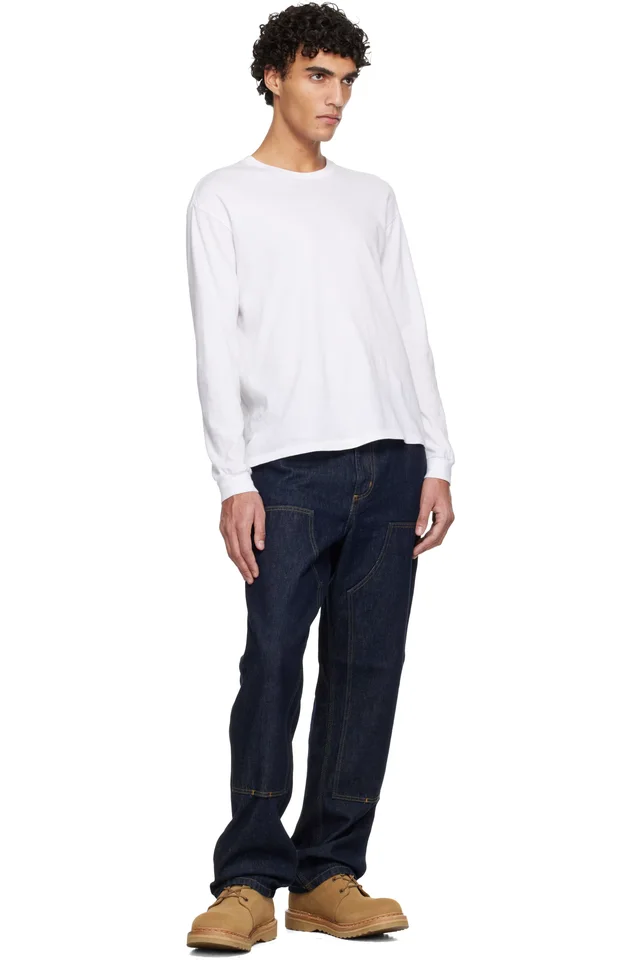 Carhartt Work In Progress Navy Double Knee Jeans, photo 4 of 4 from SSENSE