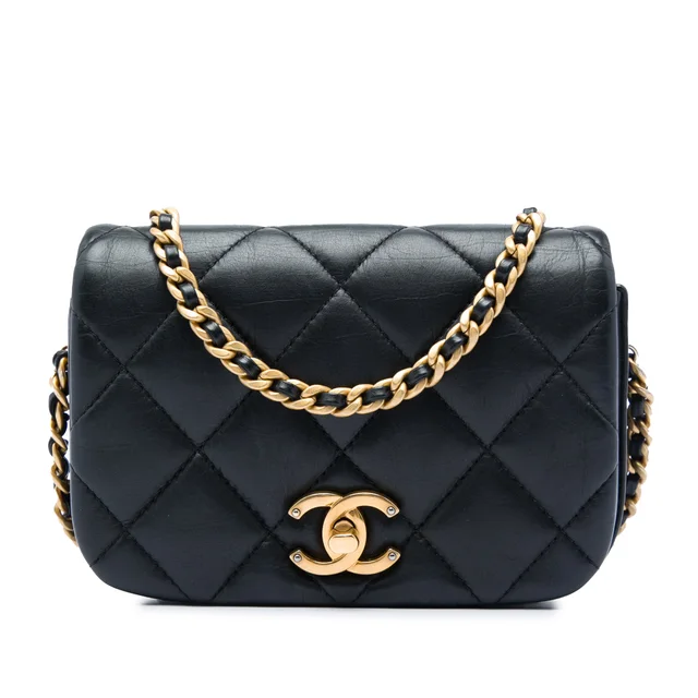 Black Chanel Mini Quilted Calfskin Nailed CC Flap Crossbody Bag in Black Calfskin from Designer Revival, photo 1 of 1