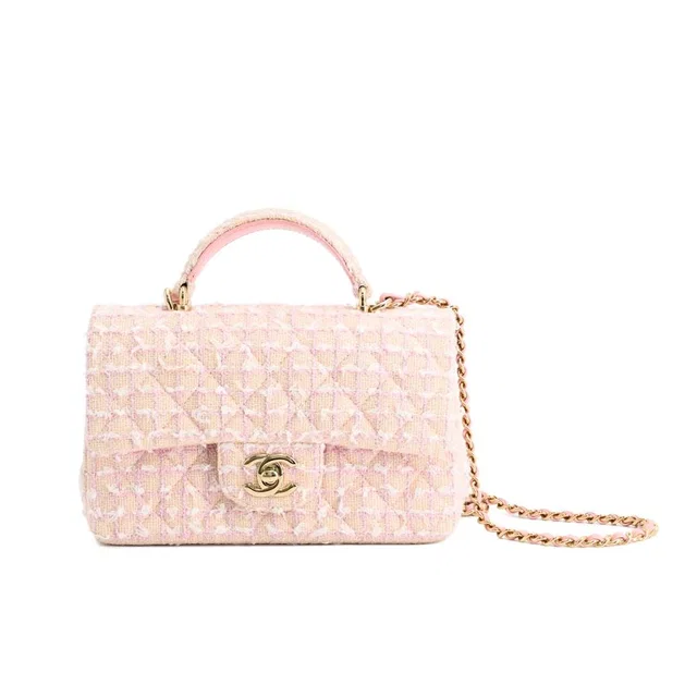Chanel Shoulder Bag Top Handle Mini Flap in Tweed from The Reluxe