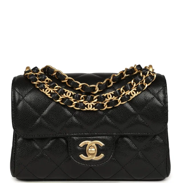 Chanel Mini "CC Vibe" Flap Bag Black Shiny Caviar Brushed Gold Hardware in Black Caviar leather from Madison Avenue Couture