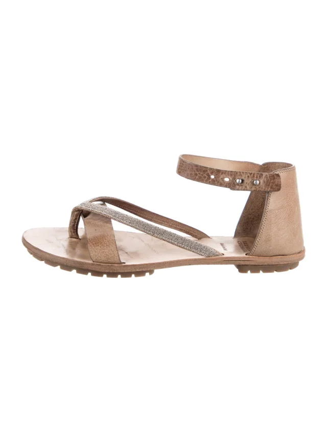 Brunello Cucinelli Leather Sandals in brown|red Leather from The RealReal
