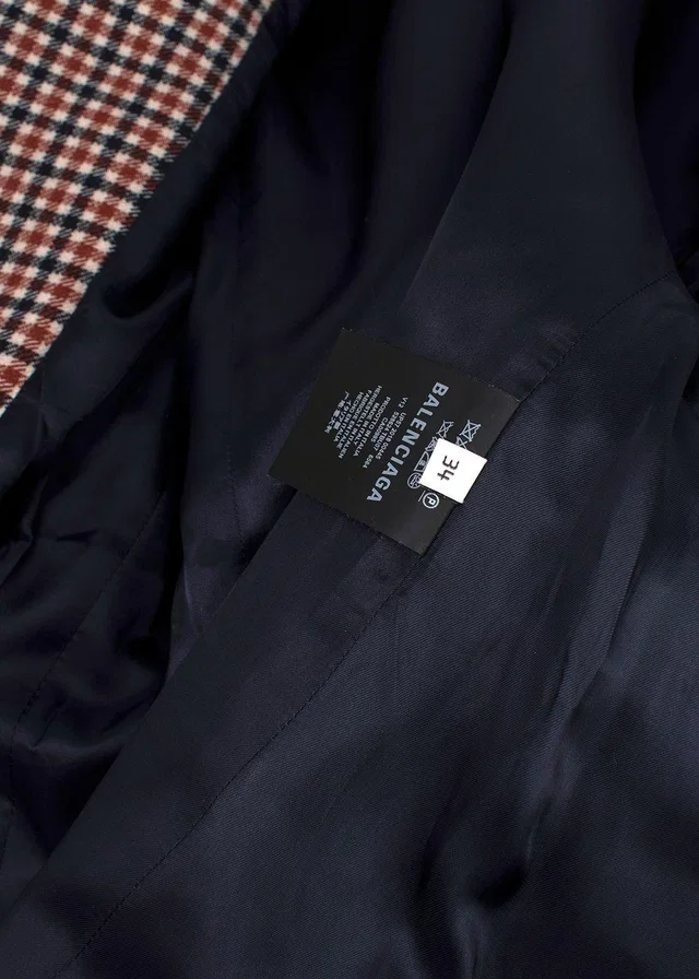 Balenciaga Plaid Single Breasted Wool Blazer in Wool from HEWI