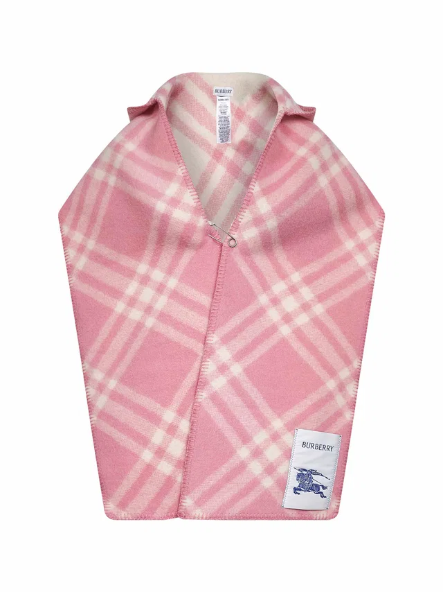 Burberry Check Wool Scarf — Pink Scarfs in Pink Wool from HEWI