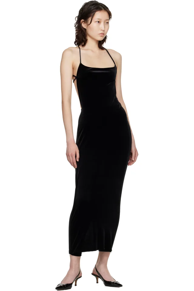 VETEMENTS Black Installed Leggings Maxi Dress, photo 4 of 4 from SSENSE