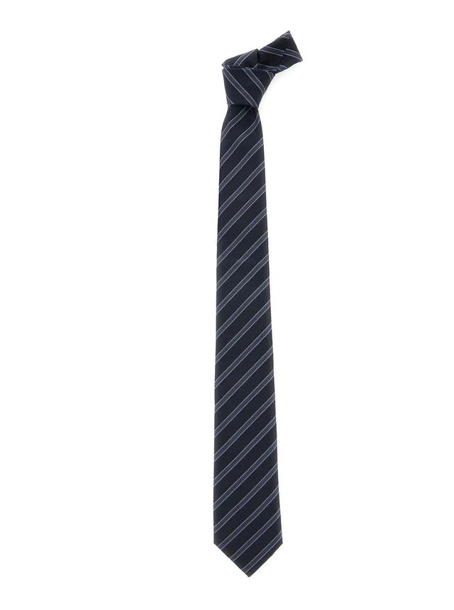 Giorgio Armani Striped Silk Necktie — Navy Neckties in Navy Silk from HEWI