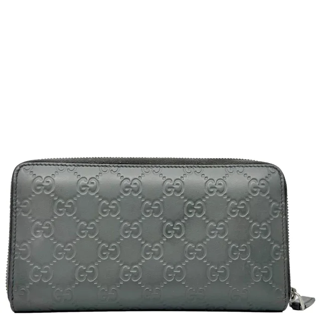 Gucci GG Leather Zip Around Wallet Grey 447906 in Grey Leather from Dallas Designer Handbags