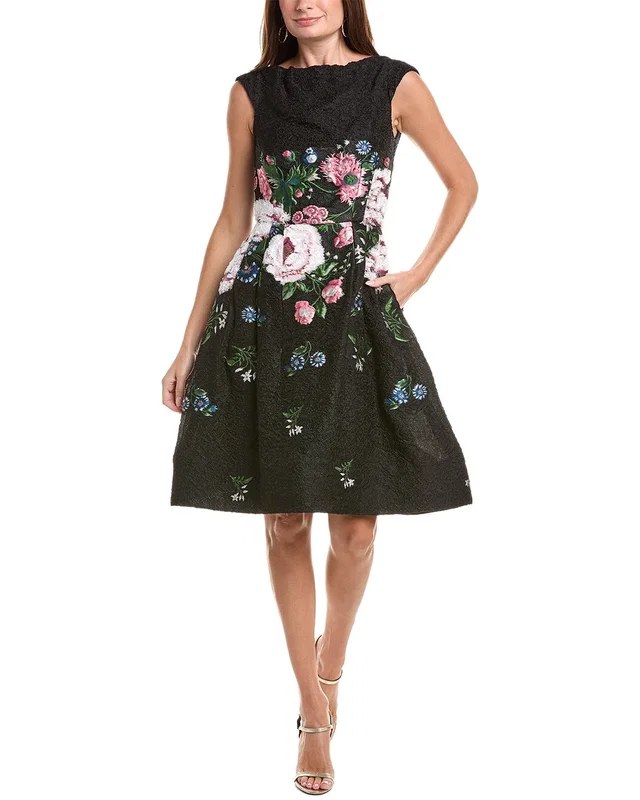 Oscar de la Renta Botanical Jacquard Silk-Lined Cocktail Dress, image 1 of 1 from Rue La La