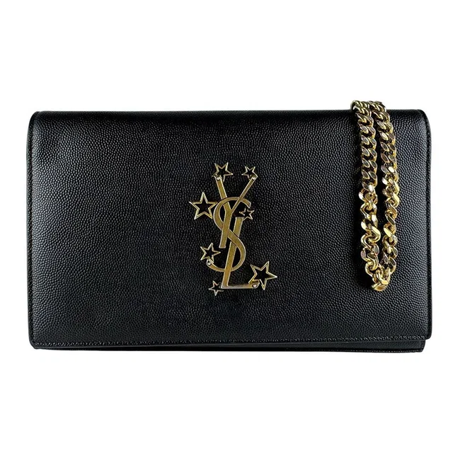 Saint Laurent Chain Shoulder Bag Black in Black Leather from The Reluxe