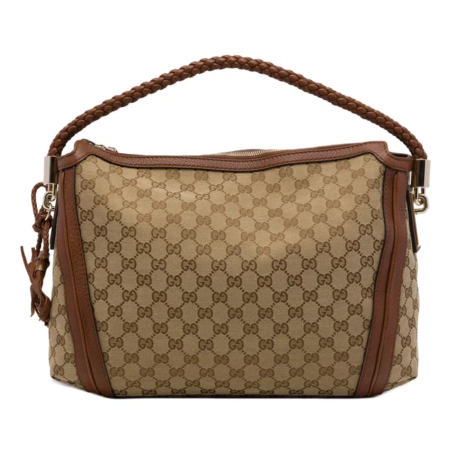 Beige Gucci Medium GG Canvas Bella Shoulder Bag in Beige Canvas from Designer Revival