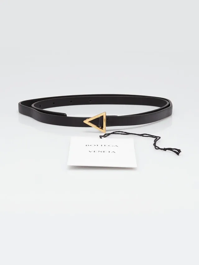 Bottega Veneta Black Smooth Leather Thin Belt Size 90/36 in Black Leather from Yoogis, photo 2 of 6