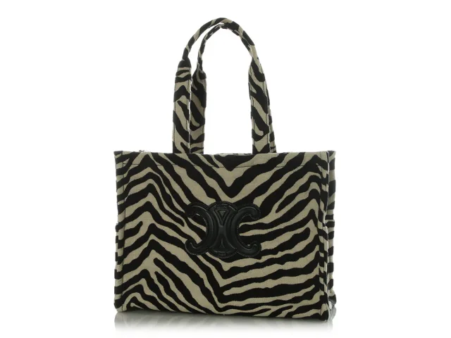 Celine Large Natural and Black Canvas Triomphe Cabas Tote in Black Canvas from Ann's Fabulous Finds, photo 2 of 9