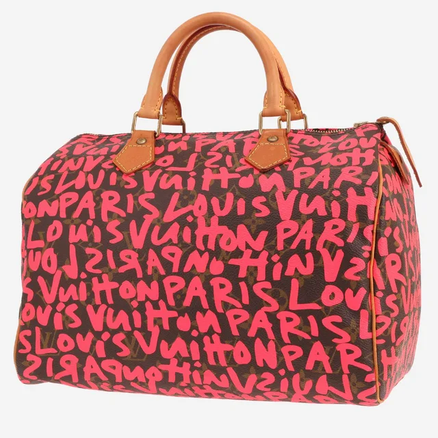 Louis Vuitton Speedy 30 Graffiti Limited Edition handbag in brown and pink Monogram canvas and natural leather in Brown Coated canvas from Collector Square
