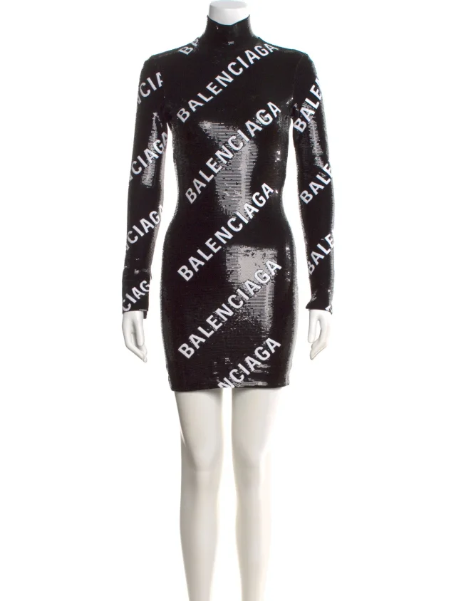 Balenciaga Graphic Print Mini Dress in black from The RealReal