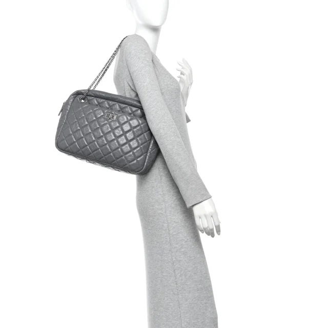 Chanel Aged Calfskin Quilted Large Reissue Camera Case Grey in Grey Calfskin from FASHIONPHILE, photo 2 of 10