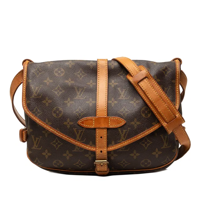 Brown Louis Vuitton Monogram Saumur 25 Crossbody Bag in Brown Coated canvas from Designer Revival
