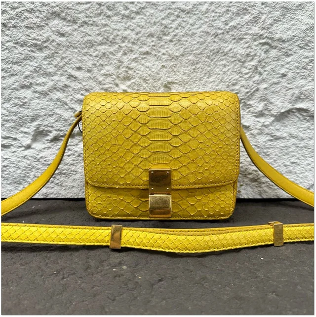 Celine Canary Python Leather Classic Box Shoulder Bag in Python from Luxury Promise, photo 1 of 1