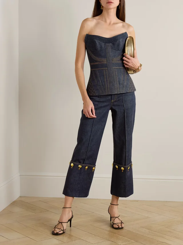 ZIMMERMANN Denim corset top in Blue, photo 2 of 2 from NET-A-PORTER (Canada)
