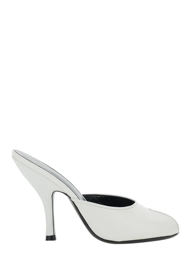 JUDE 'Date' white Heeled Sandals with cut-out toe in leather women in White 100% Lambskin, photo 2 of 8 from Gaudenzi Boutique