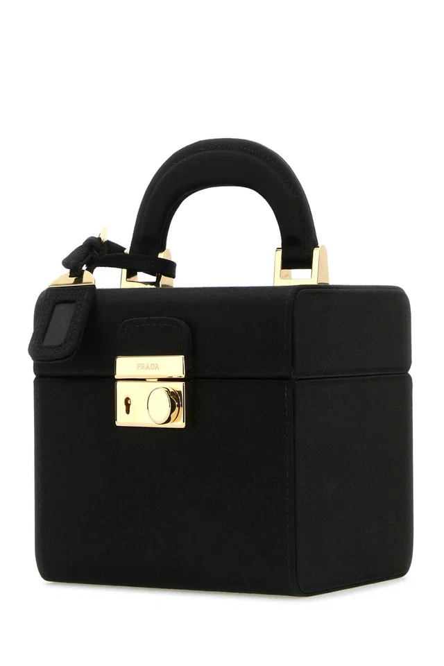 Prada Regalo Top Handle Bag — Black Se Vi in Black Satin from HEWI