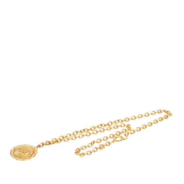Gold Chanel CC Gold Plated Medallion Lion Crest Pendant Necklace in Gold from Designer Revival