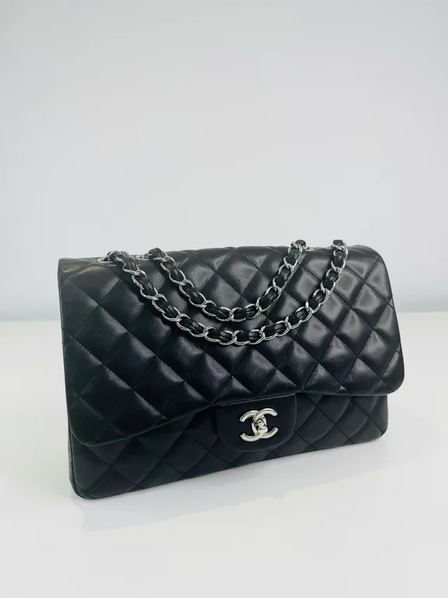 Chanel Quilted Lambskin Jumbo Single Flap Bag in Lambskin from Edit Second Hand