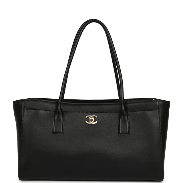 Chanel Small Cerf Shopping Bag Black Calfskin Gold Hardware in Black Calfskin from Madison Avenue Couture