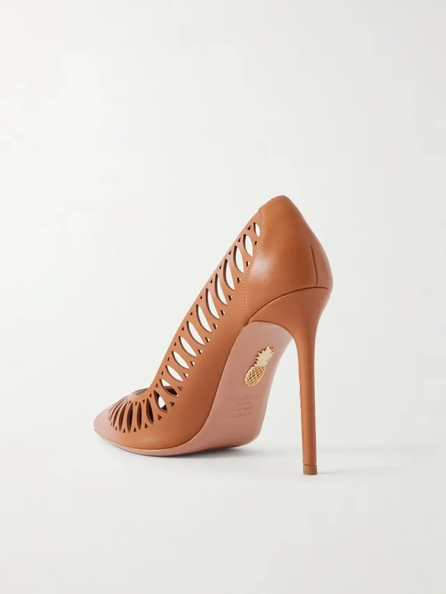 AQUAZZURA Gisele 105 cut-out leather pumps in Beige, photo 2 of 2 from NET-A-PORTER (Canada)