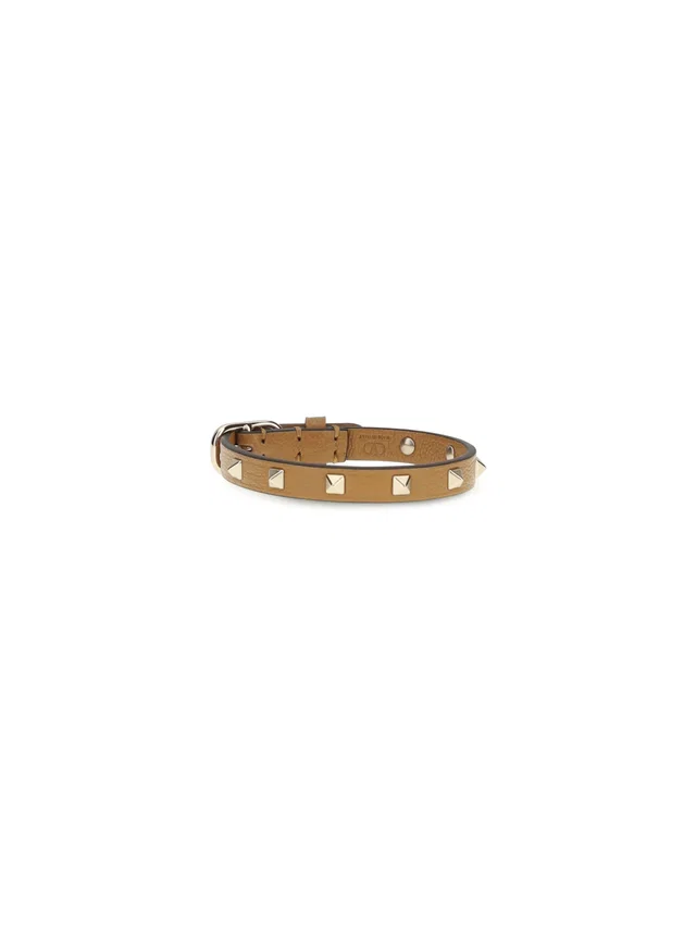 Valentino Garavani Rockstud Bracelet — Gold Calf Leather Bos Taurus Bracelets in Gold Calfskin from HEWI
