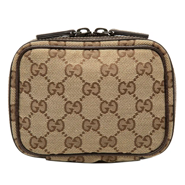 Gucci GG Canvas Cosmetic Pouch in Beige Canvas from Designer Revival