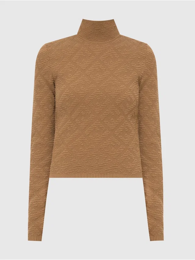 Fendi Camel Textured Turtleneck Sweater in brown|neutral from Poshmark