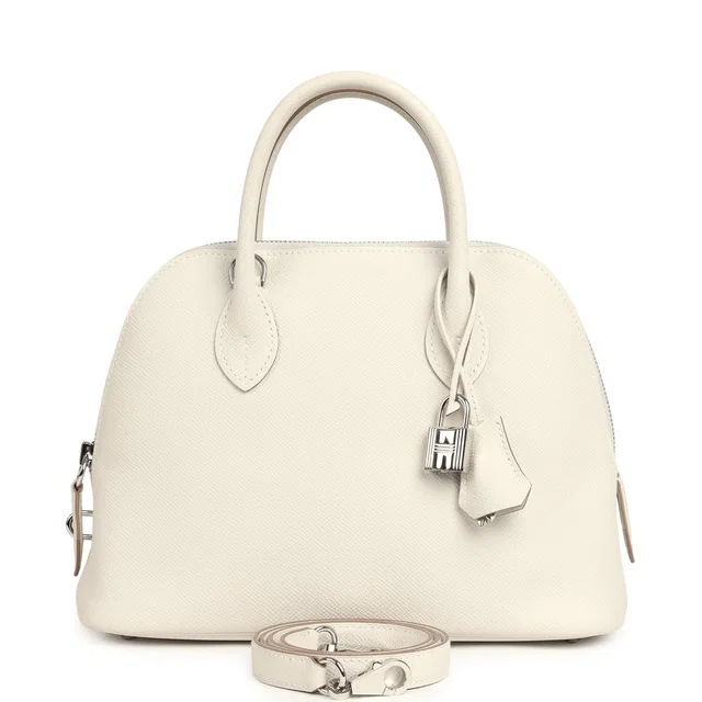 Hermès 1923 Bolide 25 Gris Pale Epsom Palladium Hardware in Grey Epsom leather from Madison Avenue Couture