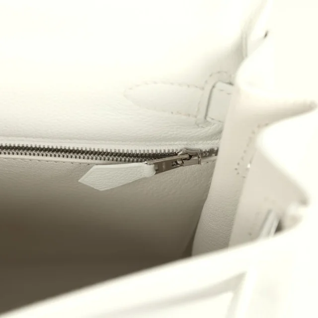 Hermès Kelly Retourne 28 New White Evercolor Palladium Hardware in White Goatskin from Madison Avenue Couture, photo 9 of 9