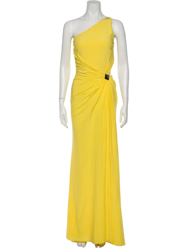 Versace Vintage Long Dress in yellow Silk from The RealReal