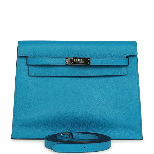 Hermès Kelly Danse Bleu Frida Verso Evercolor Palladium Hardware in Blue Lambskin from Madison Avenue Couture