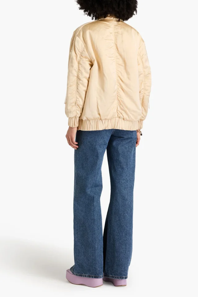 Zimmermann Padded Satin Bomber Jacket in White, photo 3 of 4 from THE OUTNET