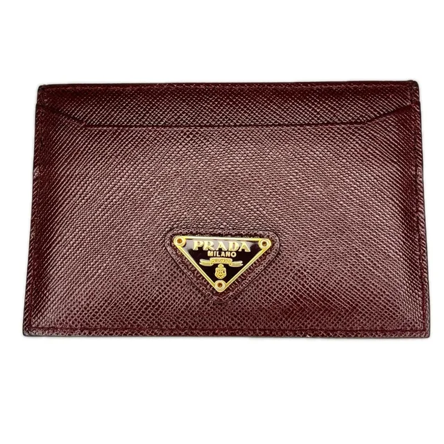 Prada Card Case Bordeaux in Burgundy Leather from The Reluxe