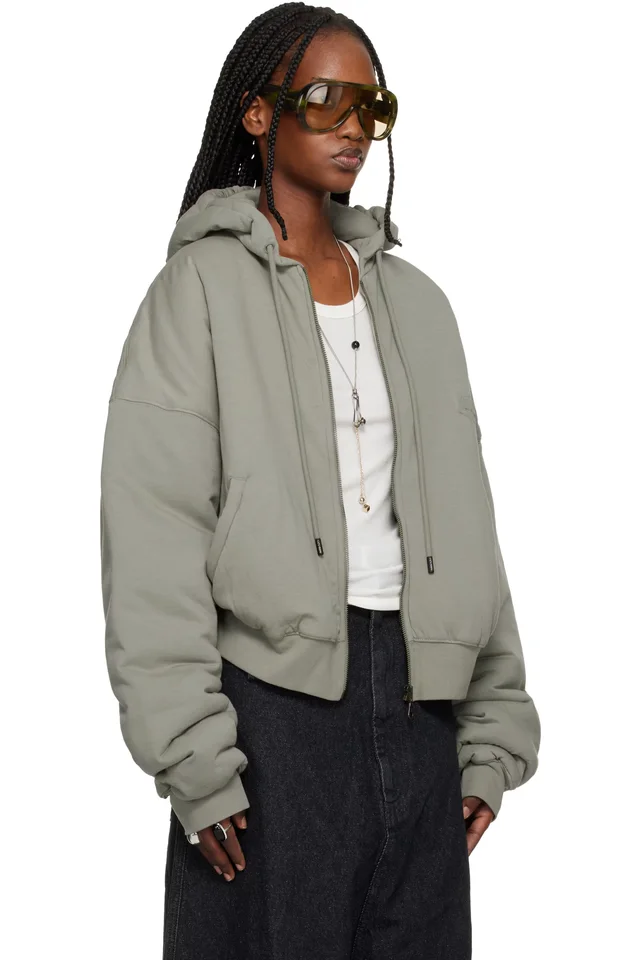 LU'U DAN Gray Wadded Hoodie, photo 2 of 4 from SSENSE