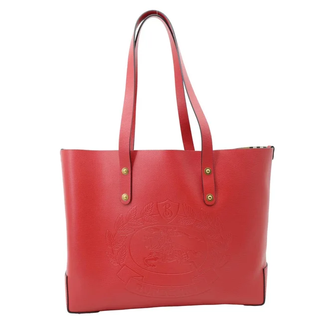 Burberry Crest Small Calfskin Leather Tote Bag Red in Red Calfskin from Dallas Designer Handbags