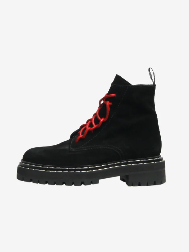 Proenza Schouler Black suede double-stitched ankle boots - size EU 37.5 in Black Suede from Sign of the Times