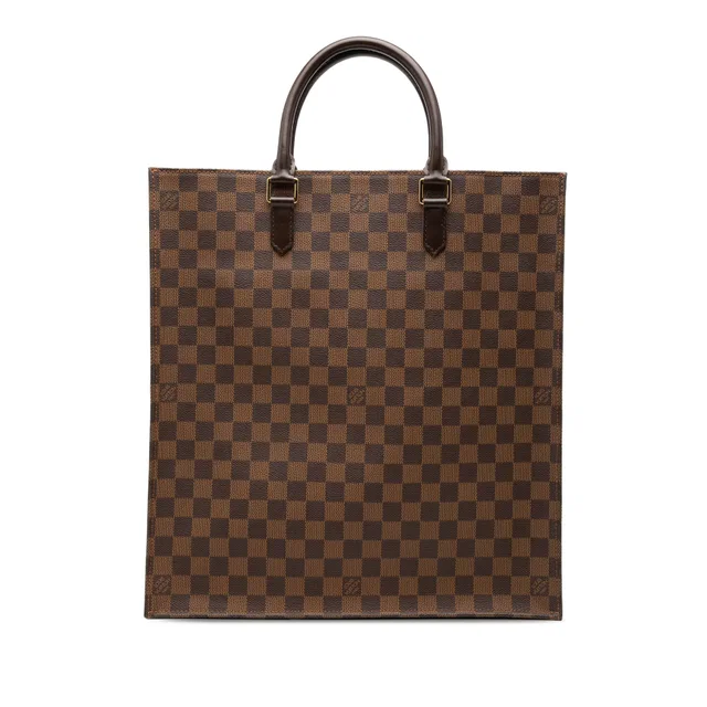 Brown Louis Vuitton Damier Ebene Sac Plat Tote Bag in Brown Canvas from Designer Revival