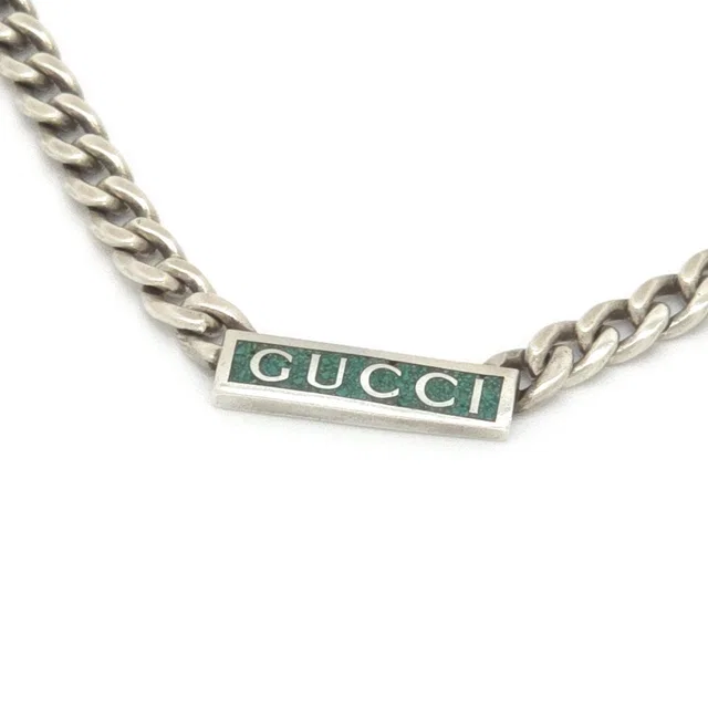 Gucci Logo Enamel Necklace 41.5 45.5 Turquoise Blue Sterling Silver in Blue from The Reluxe