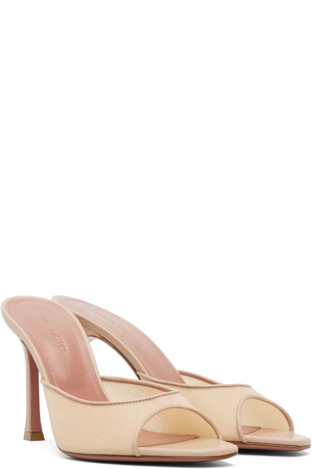 Amina Muaddi Beige Alexa Mesh Slipper 95 Heeled Sandals, photo 4 of 5 from SSENSE