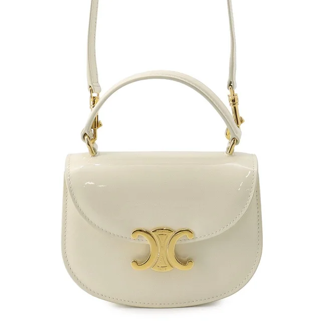 Celine Mini Besace Clair Patent 2-Way Shoulder Bag White in White Patent leather from The Reluxe