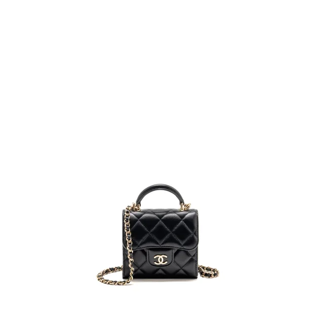 Chanel Top Handle Mini Flap Bag in Black Lambskin from EMIER