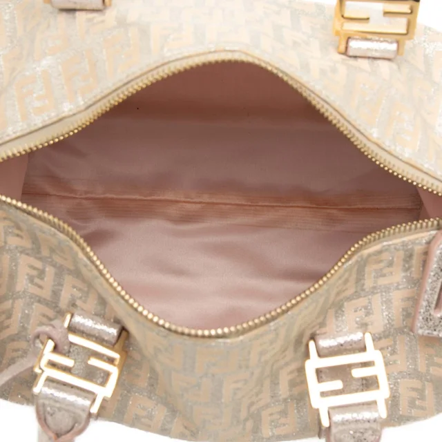 Fendi Small Zucchino Metallic Canvas Forever Bauletto Boston Bag in Canvas from Her-Age, photo 4 of 7